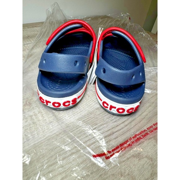 Toddler C12 Crocband Cruiser Sandal Unisex Kids Navy/Varsity Red Ajustable NWT - Picture 3 of 5